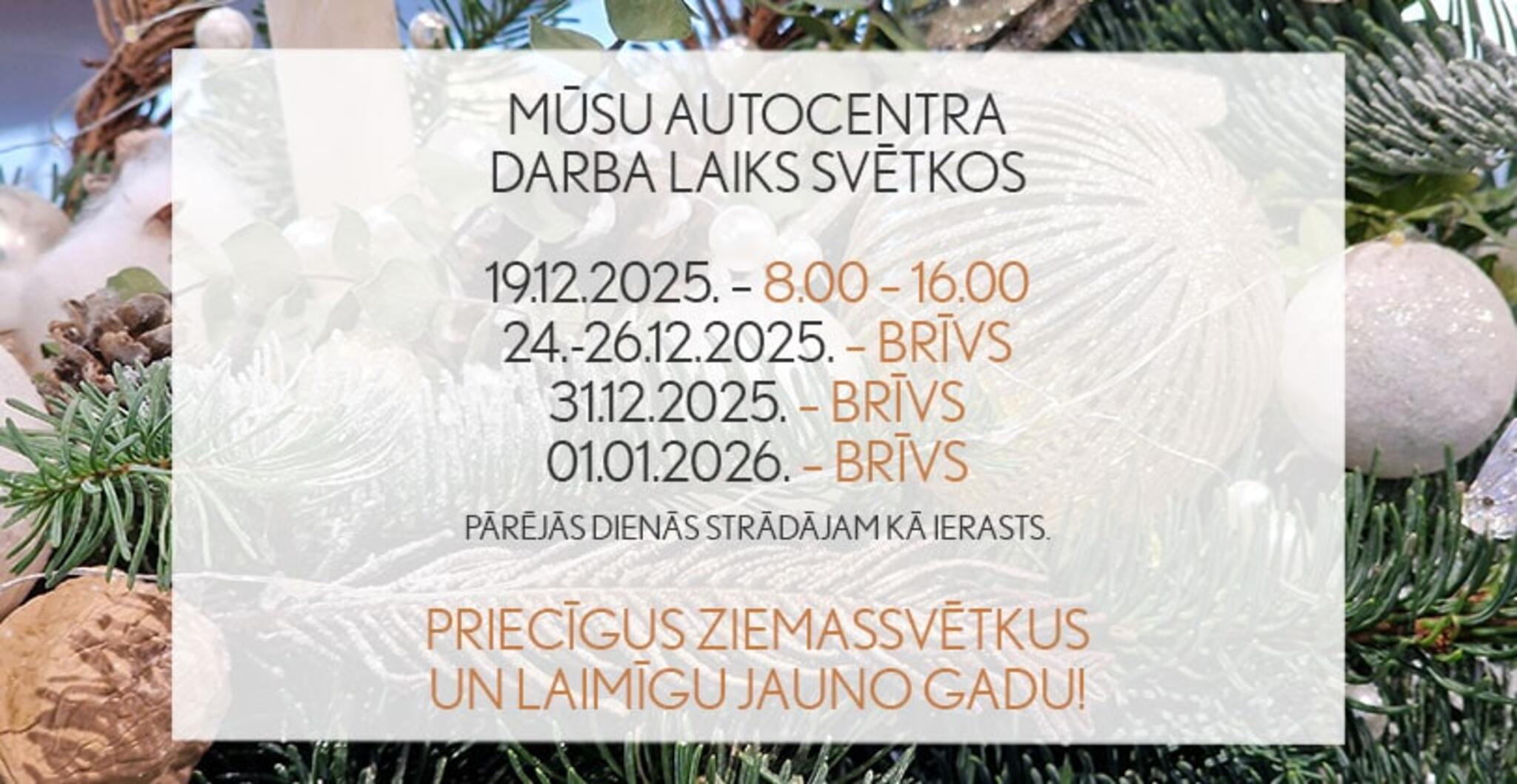 POP-UP - Darba laiks Ziemassvetki